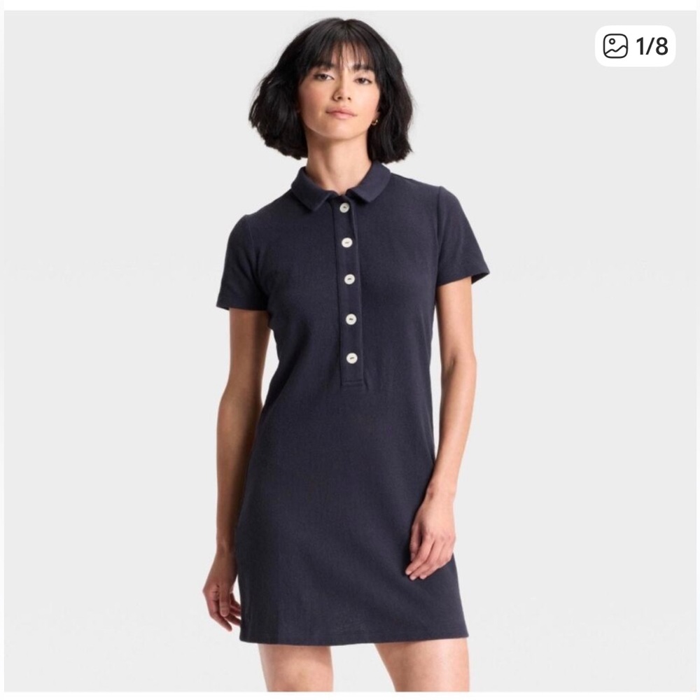 Universal Thread Dark Blue Button-Up Mini Dress